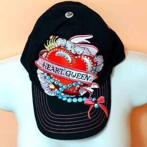 Jolly Rogers heart queen embroidered embellished black hat